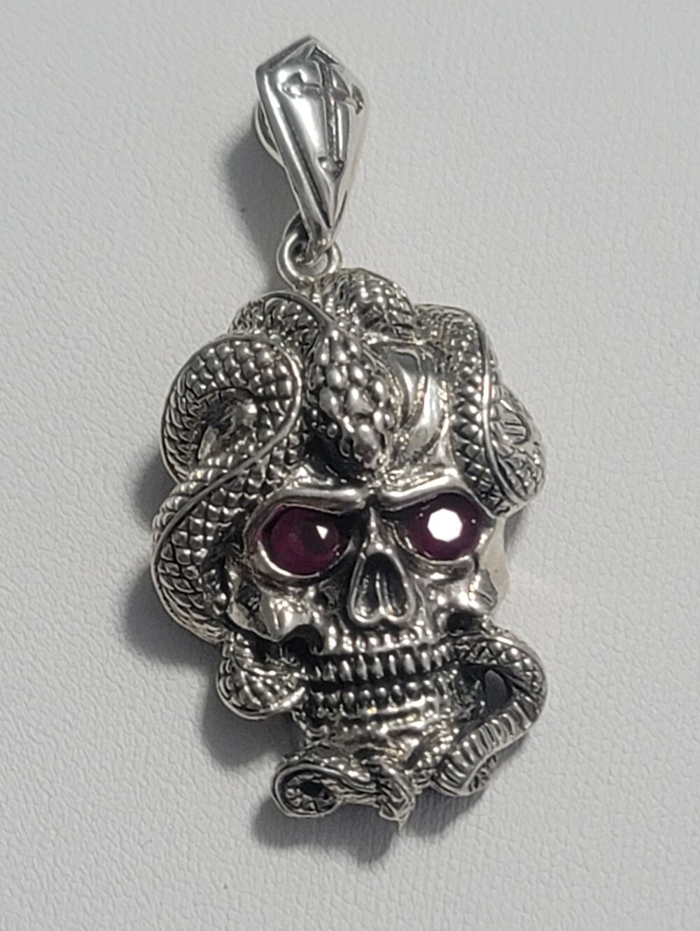 Skull Ruby Sterling Silver Pendant